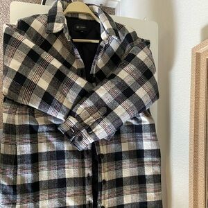 AG Adriano Goldschmied Black and White Plaid Shirt